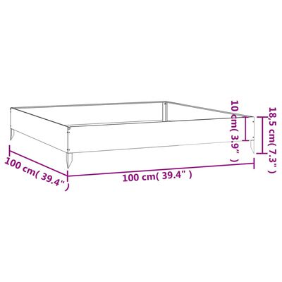 vidaXL Vrtna visoka greda 100x100x18,5 cm corten jeklo