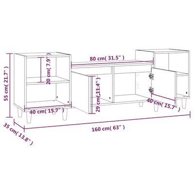 vidaXL TV omarica rjav hrast 160x35x55 cm inženirski les