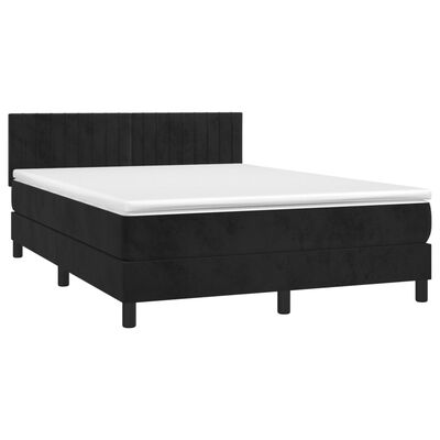 vidaXL Box spring posteljni z vzmetnico črn 140x190 cm žamet