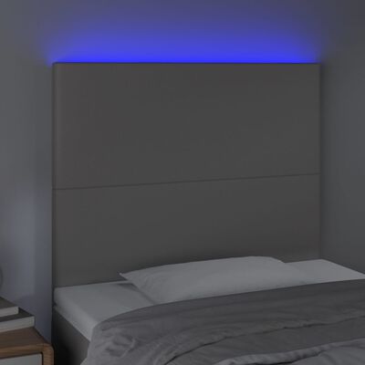 vidaXL LED posteljno vzglavje sivo 100x5x118/128 cm umetno usnje