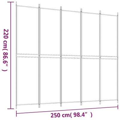 vidaXL Paravan 5-delni antracit 250x220 cm blago