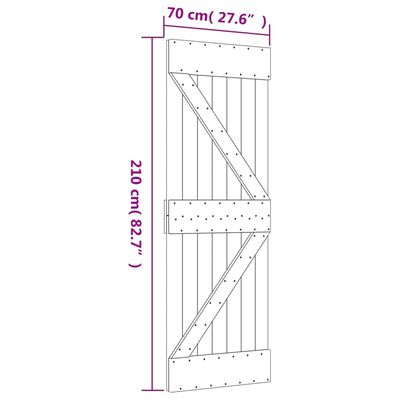 vidaXL Drsna vrata s kompletom vodil 70x210 cm trdna borovina