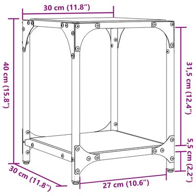 vidaXL Klubske mizice s stekleno površino 2 kosa 30x30x40 cm jeklo