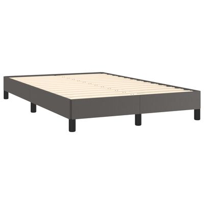 vidaXL Box spring postelja z vzmetnico siva 120x190 cm umetno usnje