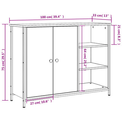 vidaXL Komoda črna 100x33x75 cm inženirski les