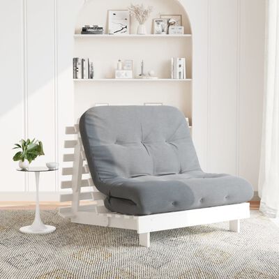 vidaXL Futon z ležiščem bela 100x206x11 cm trdna borovina