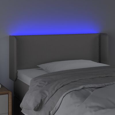 vidaXL LED posteljno vzglavje sivo 103x16x78/88 cm umetno usnje