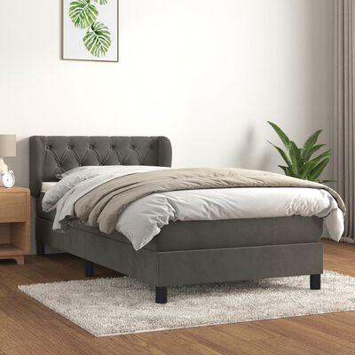 vidaXL Box spring postelja z vzmetnico temno siva 80x200 cm žamet