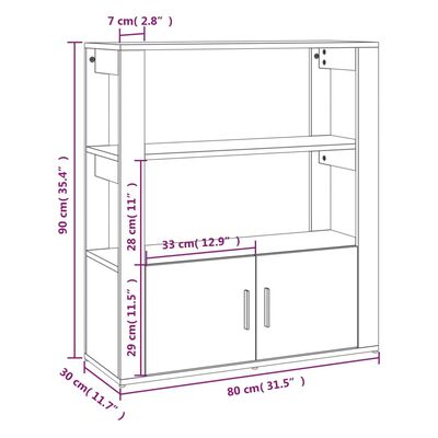 vidaXL Komoda bela 80x30x90 cm inženirski les