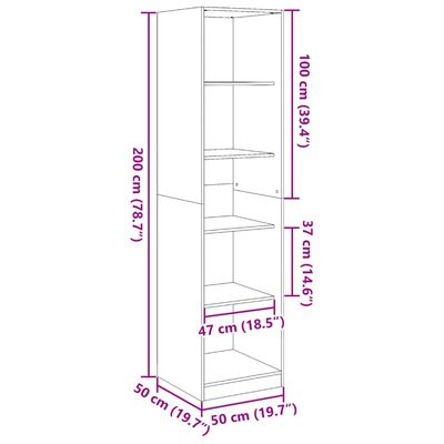 vidaXL Garderobna omara bela 50x50x200 cm iverna plošča