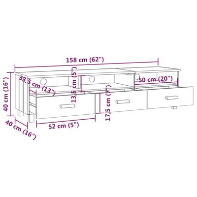 vidaXL TV omarica HAMAR medeno rjava 158x40x40 cm trdna borovina