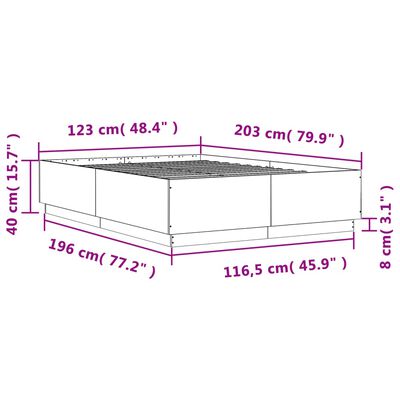 vidaXL Posteljni okvir siva sonoma 120x200 cm inženirski les