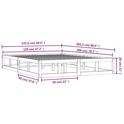 vidaXL Posteljni okvir črn 120x200 cm trden les