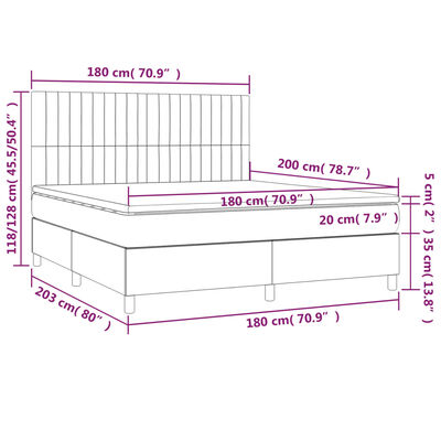 vidaXL Box spring postelja z vzmetnico črna 180x200 cm žamet