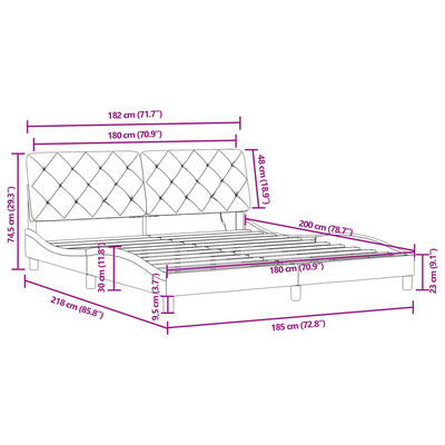 vidaXL Posteljni okvir z LED lučkami črn 180x200 cm žamet