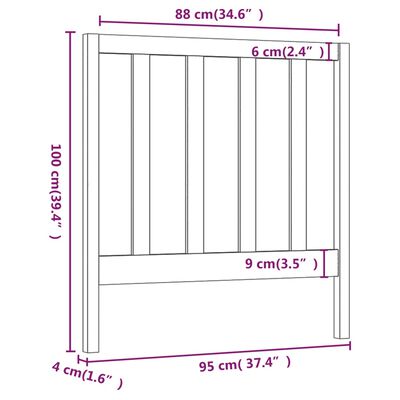 vidaXL Posteljno vzglavje sivo 95x4x100 cm trdna borovina