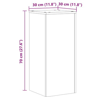 vidaXL Stojalo za rastline 2 kosa starinski les 30x30x70 cm inž. les