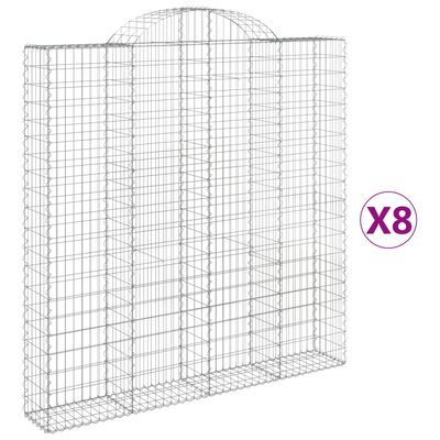 vidaXL Obokane gabion košare 8 kosa 200x30x200/220 cm pocinkano železo