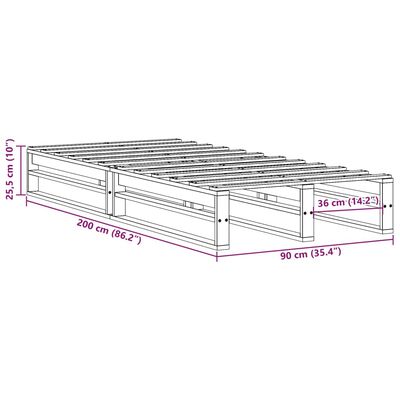 vidaXL Posteljni okvir brez vzmetnice bel 90x200 cm trdna borovina