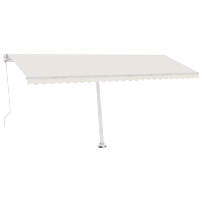 vidaXL Ročno zložljiva tenda z LED lučmi 500x300 cm krem