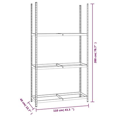 vidaXL Stojalo za pnevmatike 2 kosa srebrno 110x40x200 cm jeklo