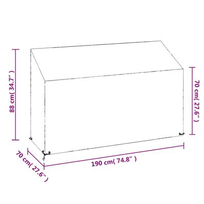 vidaXL Prevleka za vrtno klop 8 obročkov 190x70x70/88 cm polietilen