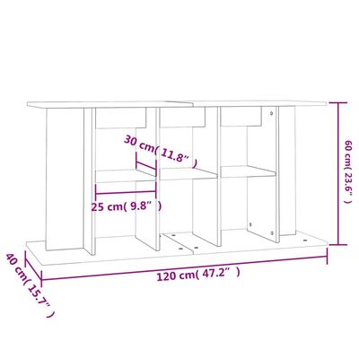 vidaXL Stojalo za akvarij visok sijaj belo 120x40x60 cm inženirski les