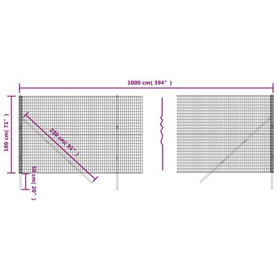 vidaXL Ograja iz žične mreže antracitna 1,8x10 m pocinkano jeklo