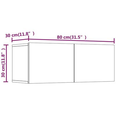 vidaXL TV omarica 2 kosa siva sonoma 80x30x30 cm inženirski les