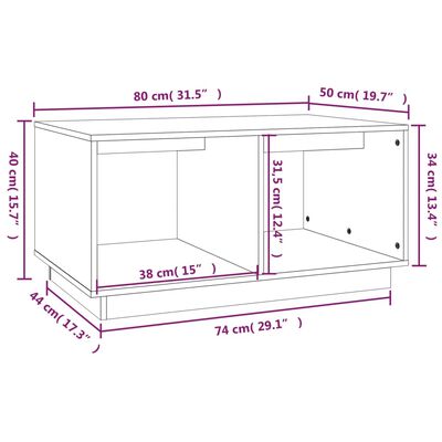 vidaXL Klubska mizica medeno rjava 80x50x40 cm trdna borovina