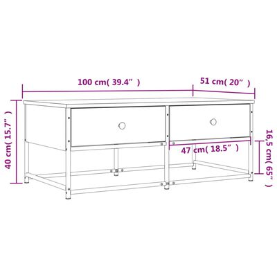 vidaXL Klubska mizica sonoma hrast 100x51x40 cm inženirski les