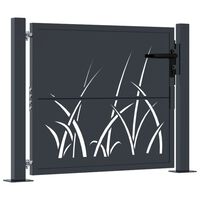 vidaXL Vrtna vrata antracitna 105x105 cm jeklena dizajn trave
