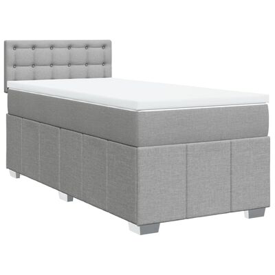 vidaXL Box spring postelja z vzmetnico svetlo siva 90x200 cm blago