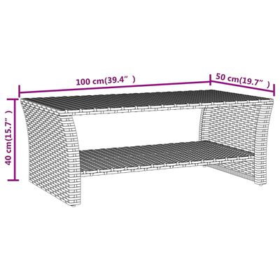 vidaXL Klubska mizica siva 100x50x40 cm poli ratan