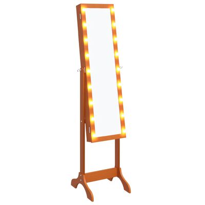 vidaXL Prostostoječe ogledalo z LED lučkami 34x37x146 cm