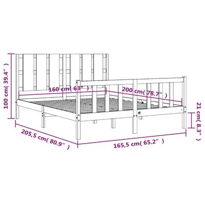 vidaXL Posteljni okvir z vzglavjem bel 160x200 cm trden les