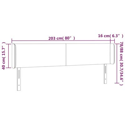 vidaXL Vzglavje z ušesi temno sivo 203x16x78/88 cm blago