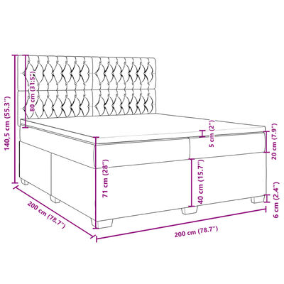 vidaXL Box spring postelja z vzmetnico črna 200x200 cm žamet