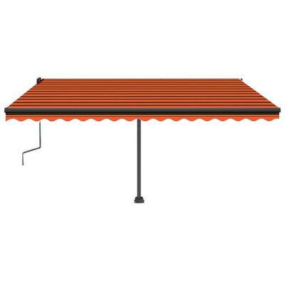 vidaXL Ročno zložljiva tenda z LED lučmi 450x350 cm oranžna in rjava