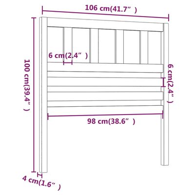 vidaXL Posteljno vzglavje sivo 106x4x100 cm trdna borovina