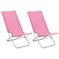 vidaXL Zložljivi stoli za na plažo 2 kosa roza blago