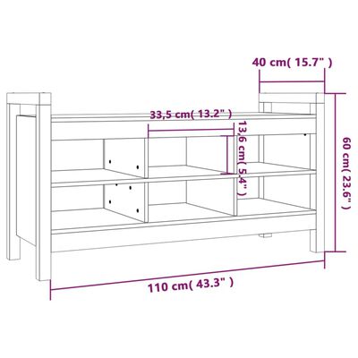 vidaXL Klop za predsobo 110x40x60 cm trdna borovina