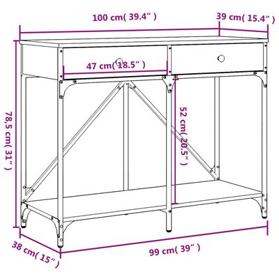 vidaXL Konzolna mizica dimljen hrast 100x39x78,5 cm inženirski les