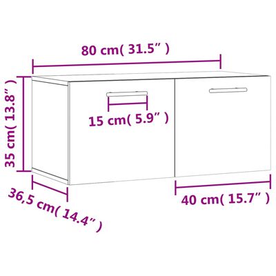 vidaXL Stenska omarica dimljeni hrast 80x36,5x35 cm inženirski les