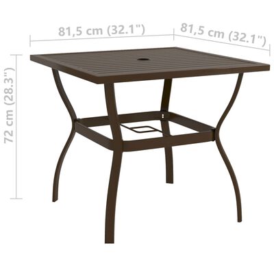 vidaXL Vrtna miza rjava 81,5x81,5x72 cm jeklo