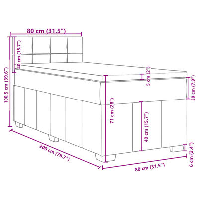 vidaXL Box spring postelja z vzmetnico temno rjava 80x200 cm blago