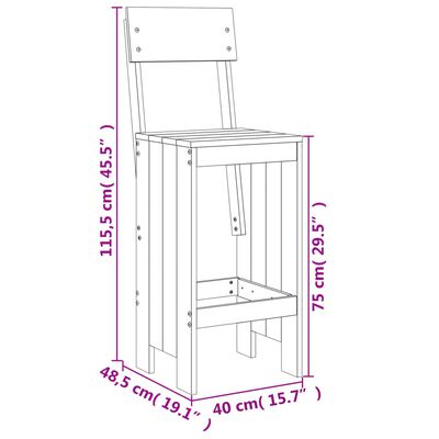 vidaXL Barski stolček 2 kosa 40x48,5x115,5 cm trden les douglas