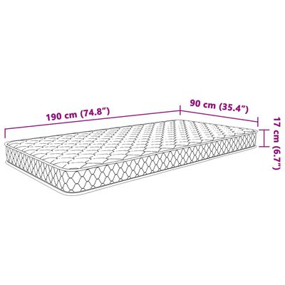 vidaXL Vzmetnica s spominsko peno bela 90x190x17 cm