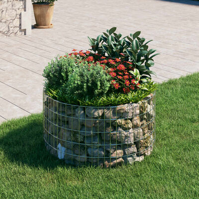 vidaXL Okrogel gabion pocinkano jeklo Ø100x50 cm