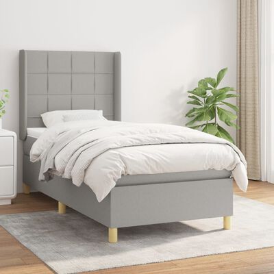 vidaXL Box spring postelja z vzmetnico svetlo siva 80x200 cm blago